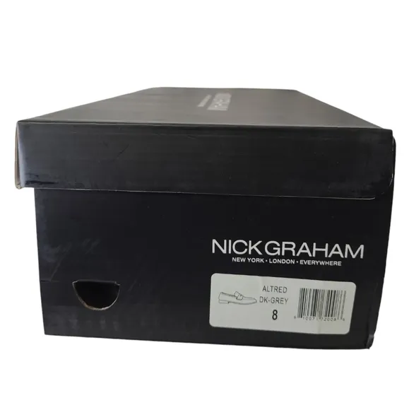 Nick Graham London Men's Dark Gray Suede Leather Altred Loafers Shoes Size 8 New