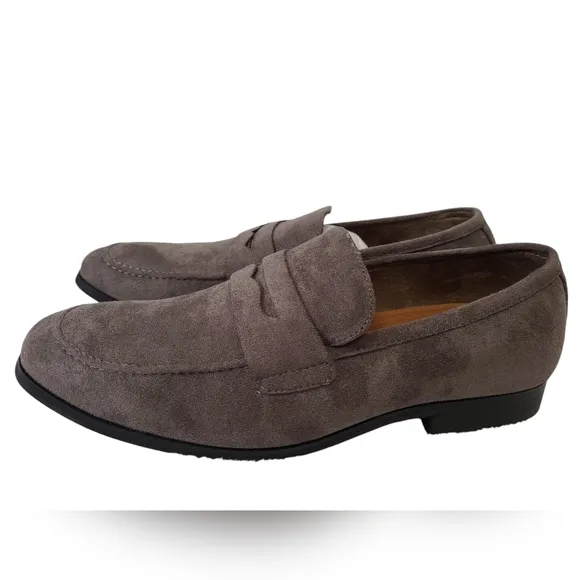 Nick Graham London Men's Dark Gray Suede Leather Altred Loafers Shoes Size 8 New