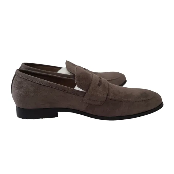 Nick Graham London Men's Dark Gray Suede Leather Altred Loafers Shoes Size 8 New