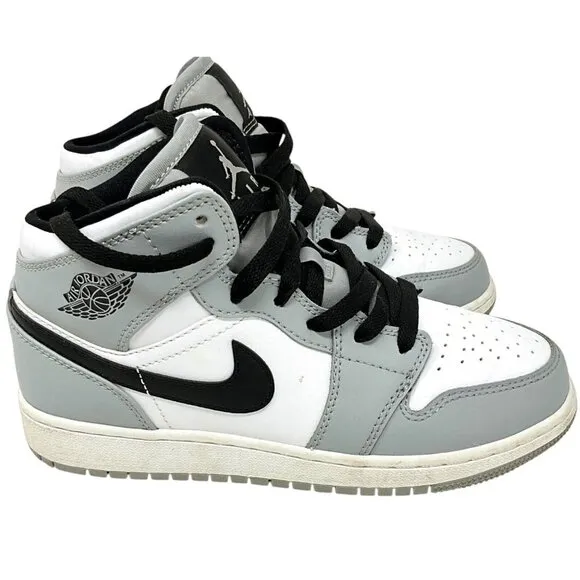 Nike Air Jordan 1 Mid Light Smoke Grey 4 Youth High Tops Sneakers Unisex
