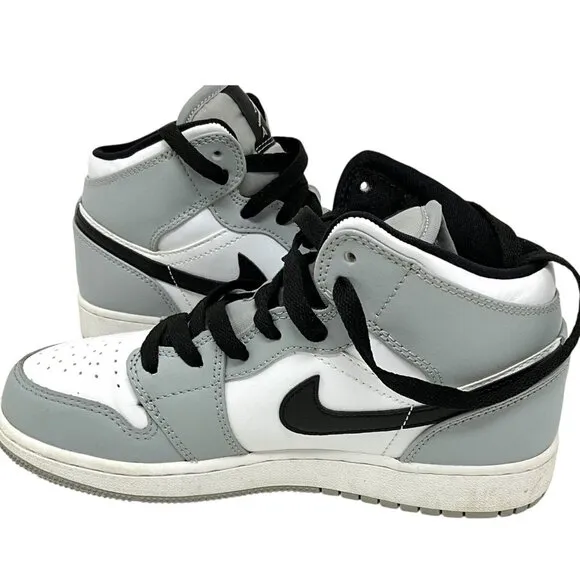 Nike Air Jordan 1 Mid Light Smoke Grey 4 Youth High Tops Sneakers Unisex