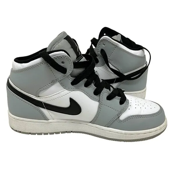 Nike Air Jordan 1 Mid Light Smoke Grey 4 Youth High Tops Sneakers Unisex