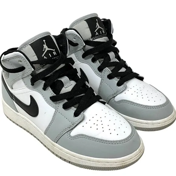 Nike Air Jordan 1 Mid Light Smoke Grey 4 Youth High Tops Sneakers Unisex