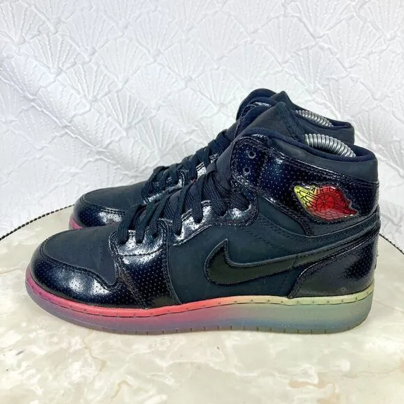 Nike Air Jordan 1 Retro Hi GS Sneakers Y (4.5) W(6) Black Fuchsia Athletic Shoes