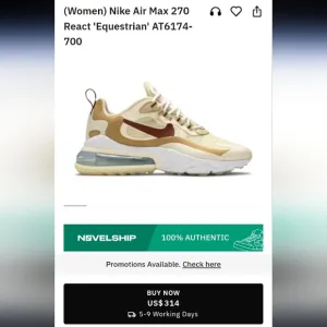 Nike Air Max 270 React Equestrian Preppy Retro Sport Neutral Streetwear Sneakers