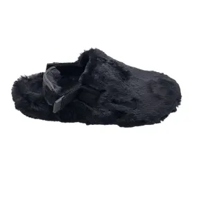 Nike Calm Mule SE Women Faux Fur Comfy Black Slides FZ3119-001 Size 8