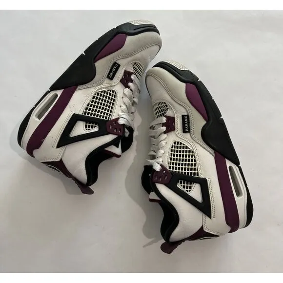 Nike Jordan 4 Retro PSG Sneakers in White Bordeaux Neutral Grey Black