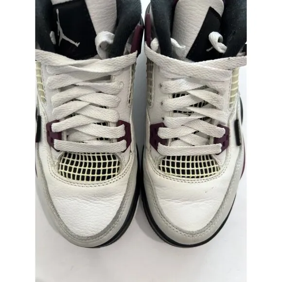 Nike Jordan 4 Retro PSG Sneakers in White Bordeaux Neutral Grey Black