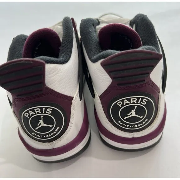 Nike Jordan 4 Retro PSG Sneakers in White Bordeaux Neutral Grey Black