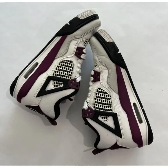 Nike Jordan 4 Retro PSG Sneakers in White Bordeaux Neutral Grey Black