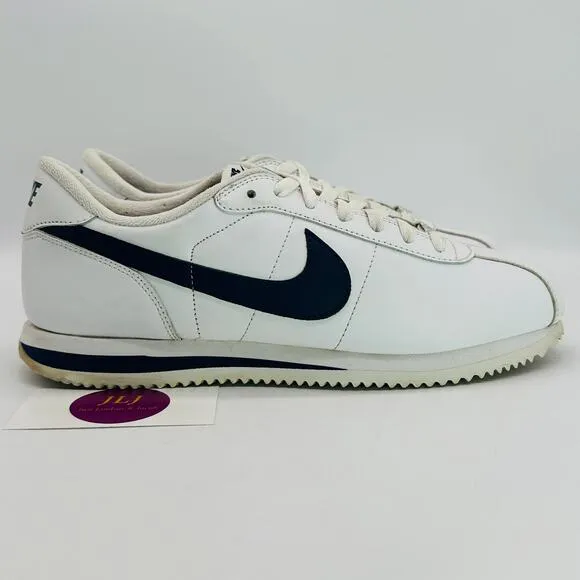 Nike Men's Cortez Basic Leather Sneakers '06 'White Navy' 316418-143 Size 10