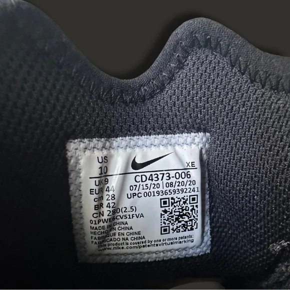 Nike React Vision Black &amp; White Sneakers – Lightweight Comfort size 10