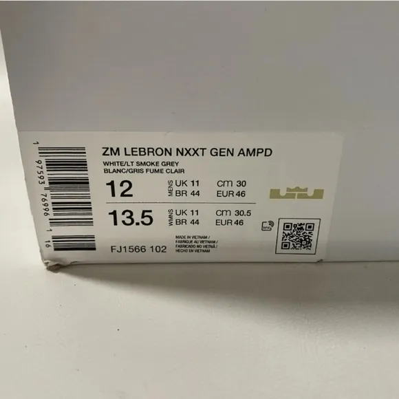 Nike ZM LeBron NXXT Gen AMPD S12 White Metallic Silver Men Basketball FJ1567-102
