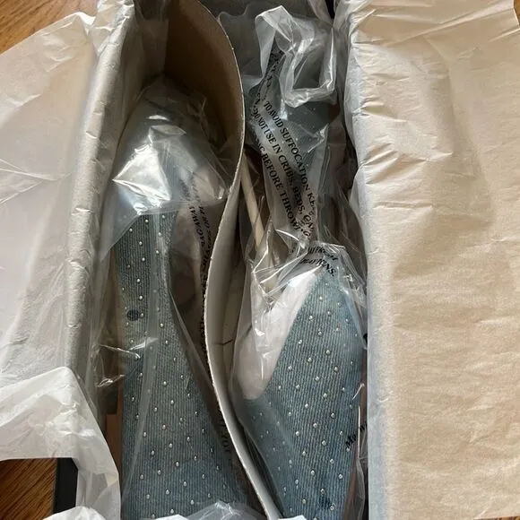 NINE WEST Denim Blue Studded Flats- 8M- NEW