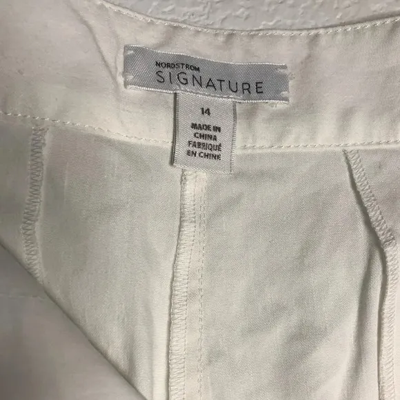 Nordstrom Signature Bone White Linen Shorts Size 14