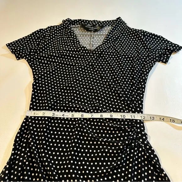 Norma Kamali Size S Black &amp; White Polka Dot Side Gathered Wrap Dress