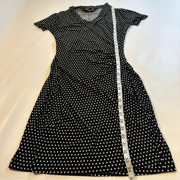 Norma Kamali Size S Black &amp; White Polka Dot Side Gathered Wrap Dress