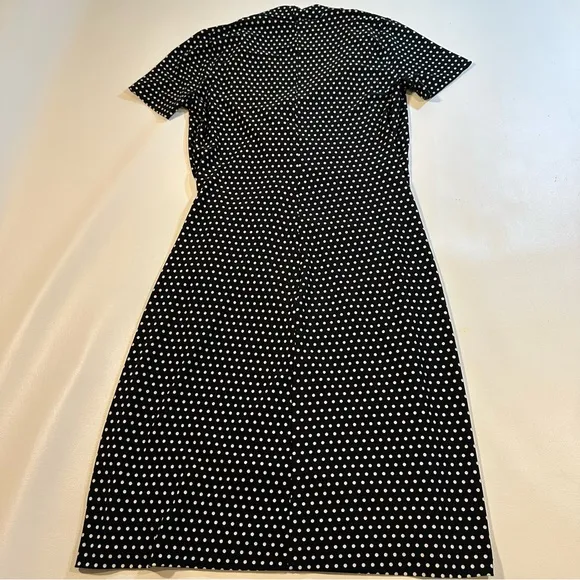 Norma Kamali Size S Black &amp; White Polka Dot Side Gathered Wrap Dress