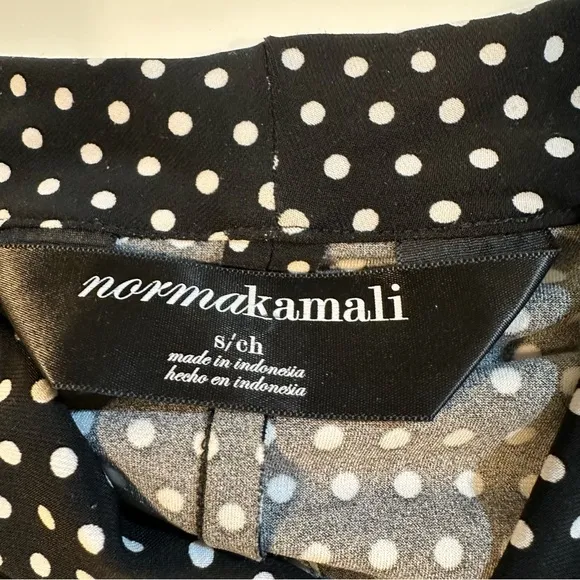 Norma Kamali Size S Black &amp; White Polka Dot Side Gathered Wrap Dress