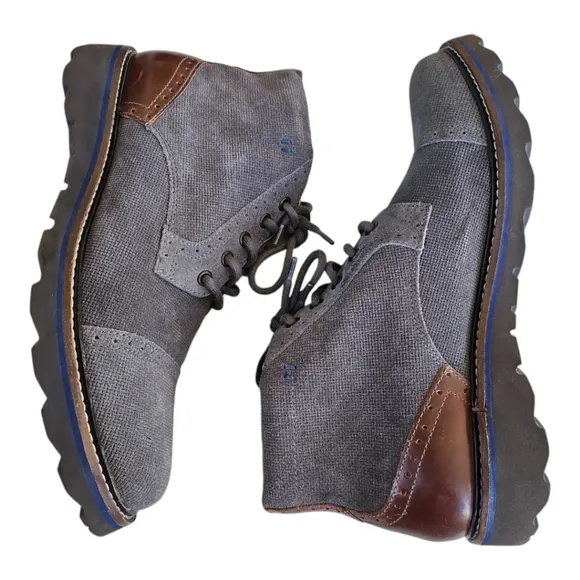 Nunn Bush Gray Suede Lace Up Chukka Boots Leather Size 10 Memory Foam