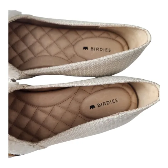 NWOB Birdies The Starling Natural Striped Embroidered Flat Shoe Comfort Size 7