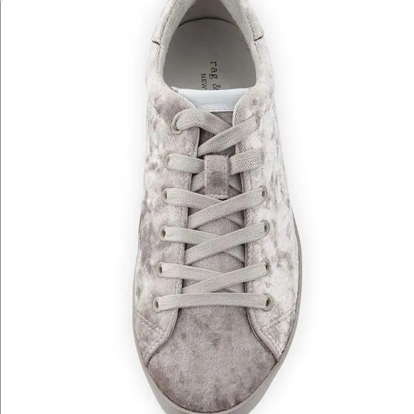 NWOT $339 rag &amp; bone | Crushed Velvet Low Top Fashion Sneakers in Dove