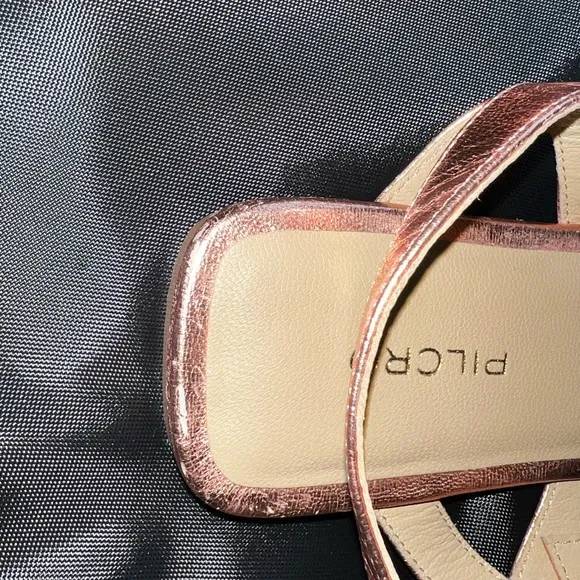 *NWOT* Anthropologie Pilcro Rose Gold Metallic Woven Leather Flats/Sandals (10)