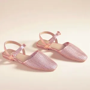 *NWOT* Anthropologie Pilcro Rose Gold Metallic Woven Leather Flats/Sandals (10)
