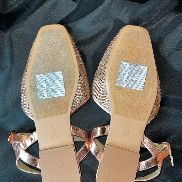 *NWOT* Anthropologie Pilcro Rose Gold Metallic Woven Leather Flats/Sandals (10)