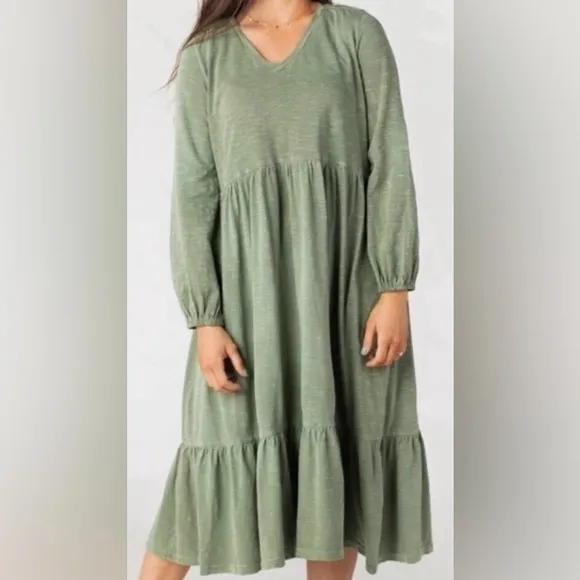 NWOT Anthropologie Saturday Sunday Arlo Women’s Tiered Long Sleeve Midi Dress