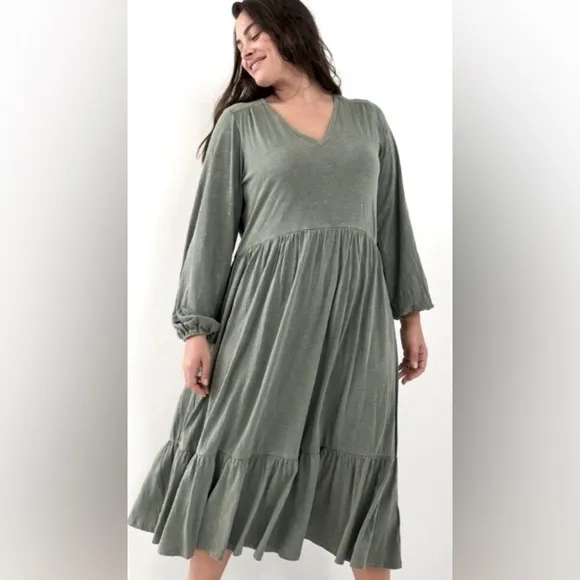 NWOT Anthropologie Saturday Sunday Arlo Women’s Tiered Long Sleeve Midi Dress