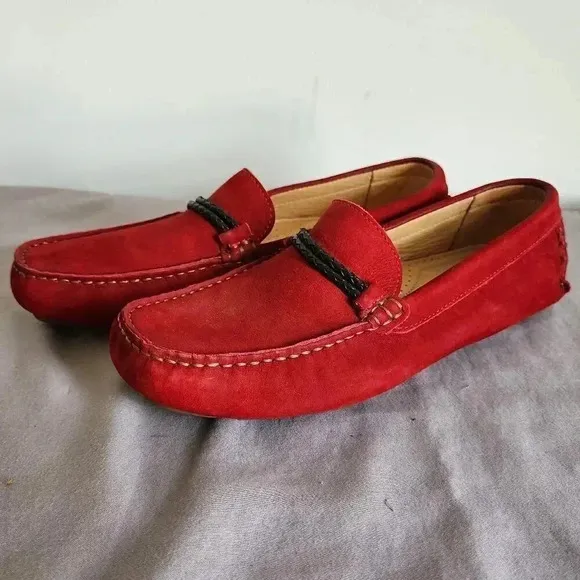 NWOT BASS Palermo Red Suede Men's Driving Shoes  - 8M