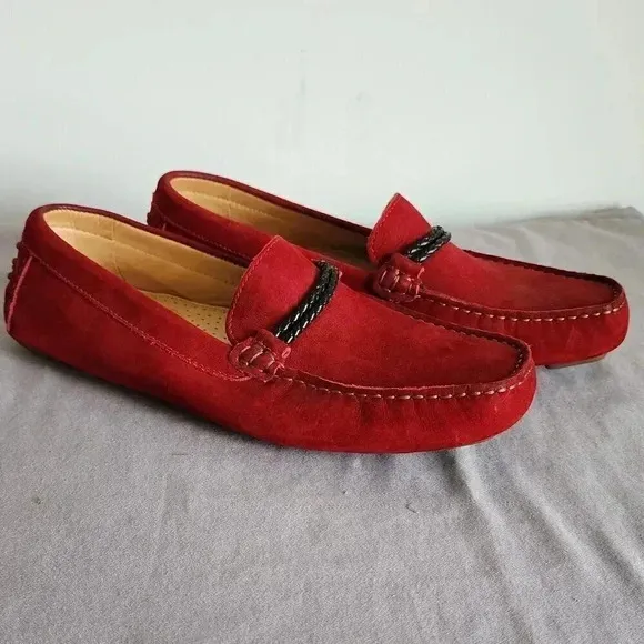 NWOT BASS Palermo Red Suede Men's Driving Shoes  - 8M