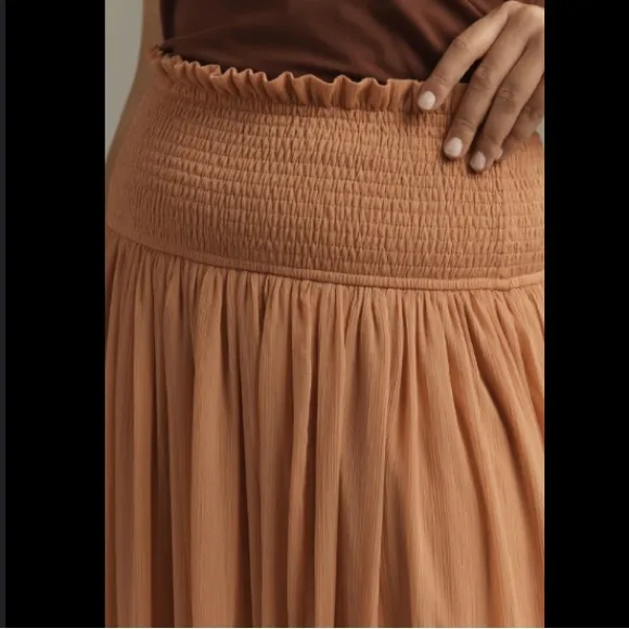NWOT By Anthropologie Smocked Sheer Maxi Skirt