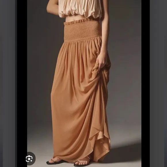 NWOT By Anthropologie Smocked Sheer Maxi Skirt