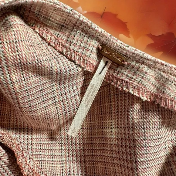 NWOT Free People ‘Sevi’ Plaid Belted Mini Dress in “Gray &amp; Pink Combo” Sz Small
