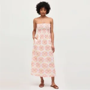 NWOT Hill House Lucy Nap Dress Orange Shell Mosaic Strapless Halter
