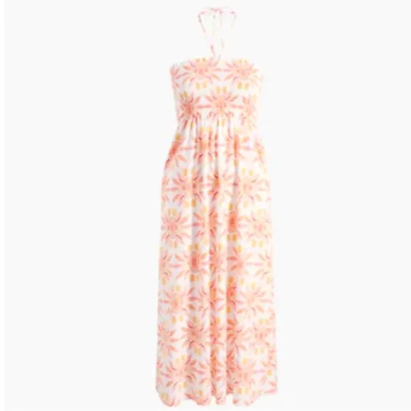 NWOT Hill House Lucy Nap Dress Orange Shell Mosaic Strapless Halter