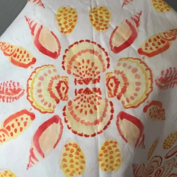 NWOT Hill House Lucy Nap Dress Orange Shell Mosaic Strapless Halter
