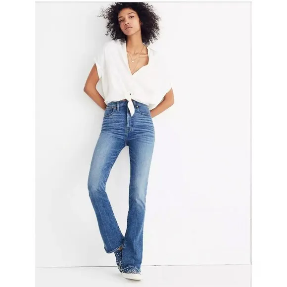 NWOT! MADEWELL FLARE JEANS NO DISTRESSING MEDIUM BLUE WASH DENIM SZ 31