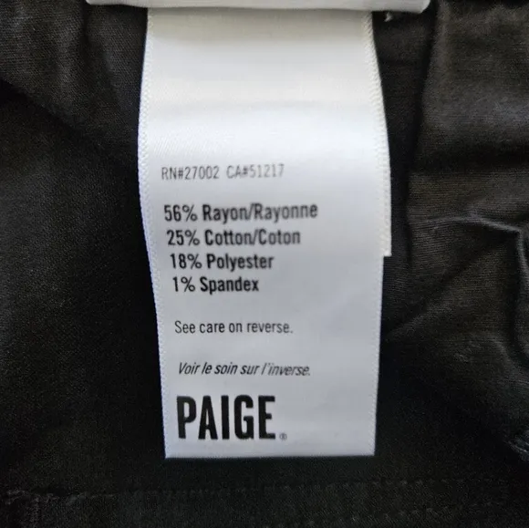 NWOT Paige Cindy Black Luxe Coated Straight Leg High Waist Jeans in Black Fog 31