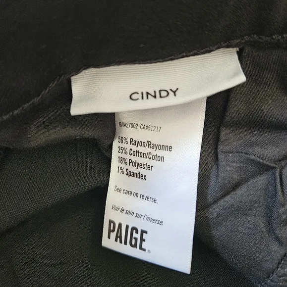NWOT Paige Cindy Black Luxe Coated Straight Leg High Waist Jeans in Black Fog 31