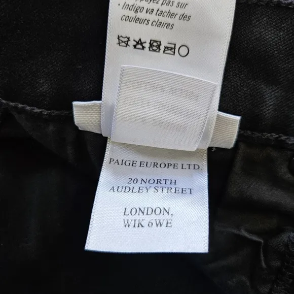 NWOT Paige Cindy Black Luxe Coated Straight Leg High Waist Jeans in Black Fog 31