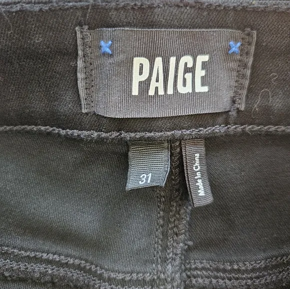 NWOT Paige Cindy Black Luxe Coated Straight Leg High Waist Jeans in Black Fog 31
