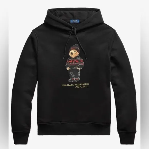 NWOT Polo Bear by Ralph Lauren. XXL Long sleeve Hard to find BLACK Hoodie