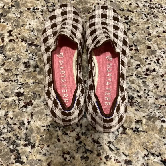 NWOT Rothy's Marta Ferri Merino Wool Loafers in a chestnut check pattern