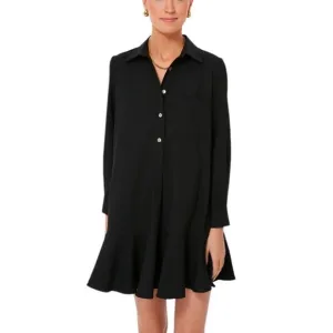 NWOT Tuckernuck Small Women's BlackCallahan Dress Ruffle Hem Swing Oversized