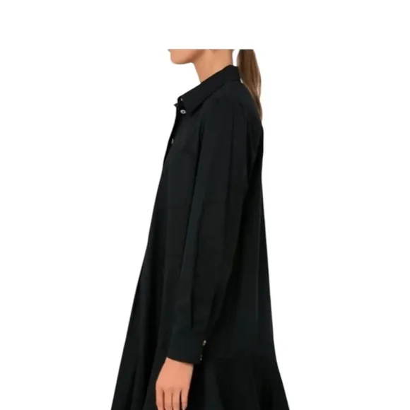 NWOT Tuckernuck Small Women's BlackCallahan Dress Ruffle Hem Swing Oversized