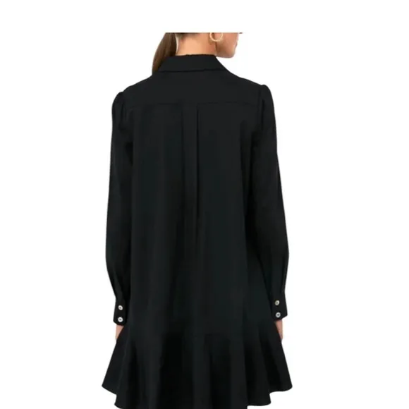NWOT Tuckernuck Small Women's BlackCallahan Dress Ruffle Hem Swing Oversized