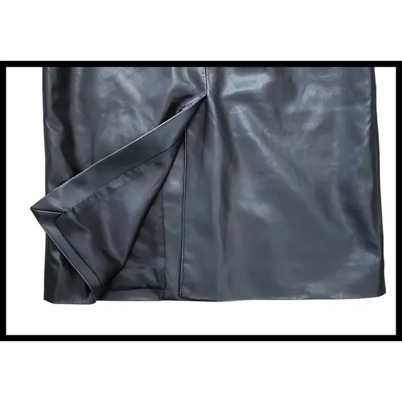 NWT Abercrombie &amp; Fitch Vegan Leather Long Vneck Blazer Jacket Coat Black XS NEW